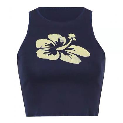 Floral Print Y2K Classic Sleeveless..