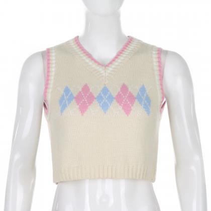 Soft Gurl Argyle Sweater Vest