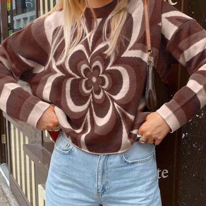 70s Flower Power Pullover Sweater