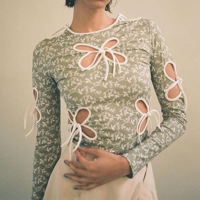 Floral Cutout Long Sleeve Shirt