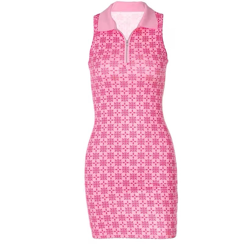 Pink Vintage Print Mini Dress