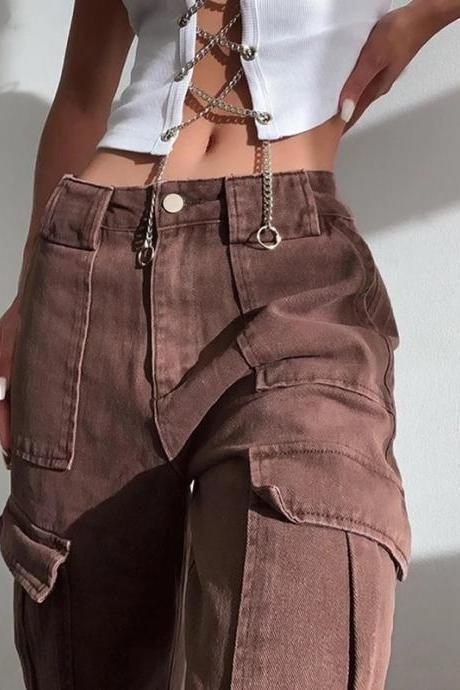 Y2K Brown Cargo Jeans
